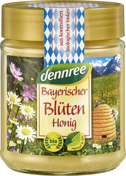 dennree Bayerischer Blütenhonig, 500 gr Glas - cre