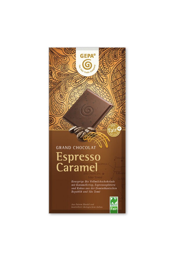 Erlebe mit der GEPA Espresso Caramel Schokolade eine Geschmacksexplosion, die deinen Gaumen verzaubert. Diese feine Komposition aus aromatischem Espresso und süßem Karamell, eingebettet in zartschmelzende Schokolade mit 38% Kakaoanteil, ist ein echtes Highlight für alle Schokoladenliebhaber. Hergestellt von GEPA - The Fair Trade Company, garantiert sie nicht nur Genuss, sondern auch faire Handelsbedingungen. Ideal für eine kleine Auszeit oder als besonderes Geschenk.