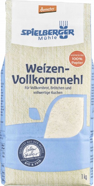 Spielberger Weizenvollkornmehl, 1 kg Packung - Au