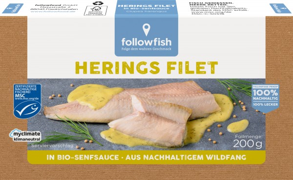 followfish Heringfilet in Bio-Senfsauce, 200 gr Dose