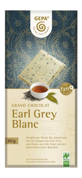 Gepa Earl Grey Blanc weiße Schokolade, 80 gr Stück