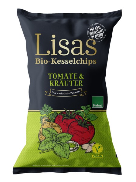Lisas Bio-Kesselchips Tomate &amp; Kräuter, 125 g Pack