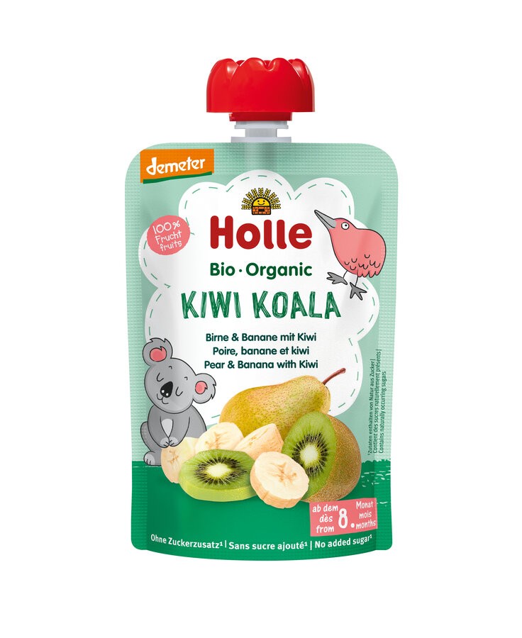 Mit dem Holle Kiwi Koala Birne & Banane mit Kiwi Püree holst du dir und deinem Nachwuchs ein Stück Natur ins Haus. Dieses feine Fruchtpüree in Demeter-Qualität ist nicht nur für die Kleinen ein Genuss, sondern begeistert auch Erwachsene. Ideal für unterwegs, bietet es eine schnelle, leckere Zwischenmahlzeit, die ganz ohne Zusätze auskommt. Entdecke die köstliche Kombination aus Birne, Banane und Kiwi – ein fruchtiges Erlebnis für jede Gelegenheit.