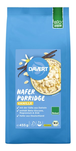 Davert Hafer Porridge Vanille, 455 g Packung
