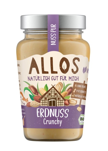 Allos Nuss Pur Erdnuss Crunchy, 340 g Glas