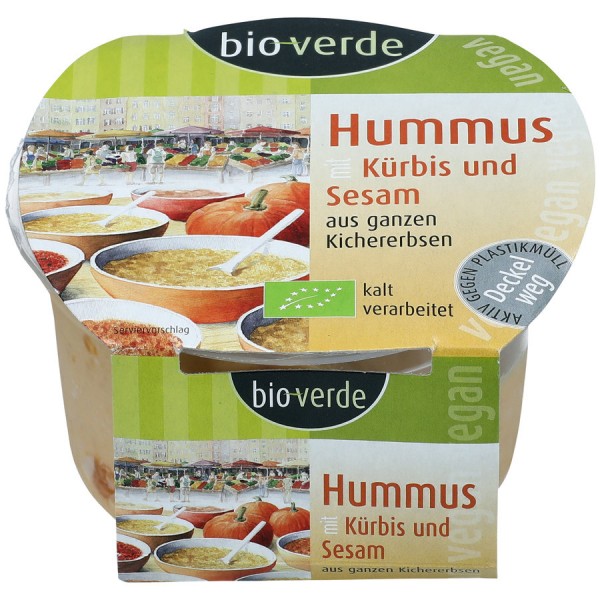 bio-verde Hummus Kürbis Sesam, 150 gr Becher