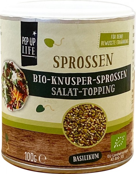PepUpLife Knusper Sprossen Basilikum Salat-Topping, 100 gr Packung