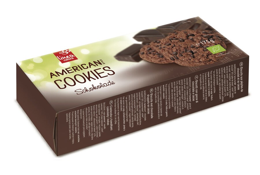 Entdecke den unwiderstehlichen Geschmack der Linea Natura American Schoko Cookies. Mit ihrer perfekten Balance aus knusprigem Rand und saftigem Schokoladenkern bieten sie ein unvergleichliches Geschmackserlebnis. Ideal für Naschkatzen und perfekt als süßer Snack zwischendurch. Diese Cookies sind ein echtes Highlight für jeden Keksliebhaber. Hol dir jetzt diese Geschmacksexplosion in der 175g-Packung und erlebe, wie Schokolade und knuspriger Keks zusammenkommen.