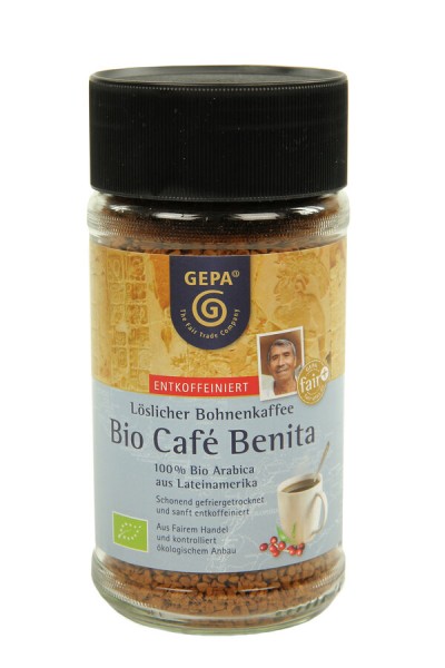 Gepa Bio Café Benita, entkoffeiniert, 100 g Glas