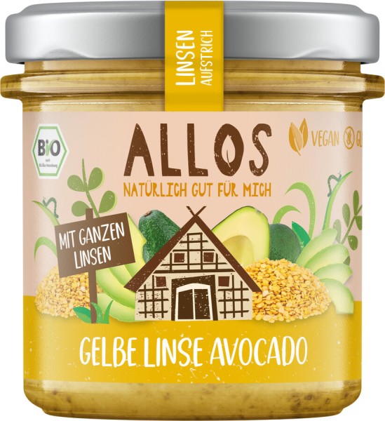 Allos Linsen-Aufstrich Gelbe Linse Avocado, 140 gr