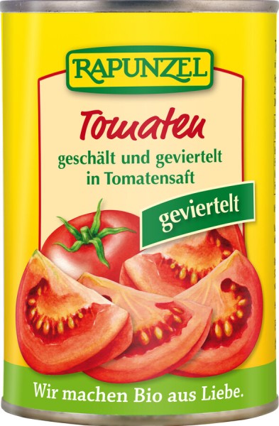 Rapunzel Tomaten geschält und geviertelt in der Do