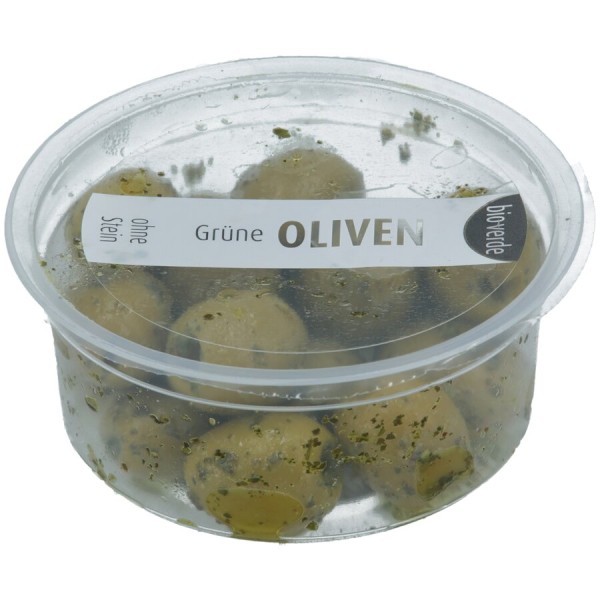 bio-verde Prepack Grüne Oliven o. Stein, 80 gr Bec