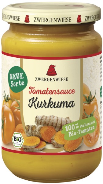 Zwergenwiese Tomatensauce Kurkuma, 340 ml Glas