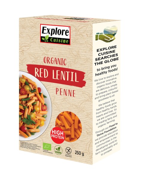 Explore Cuisine Penne aus roten Linsen, 250 g Pack
