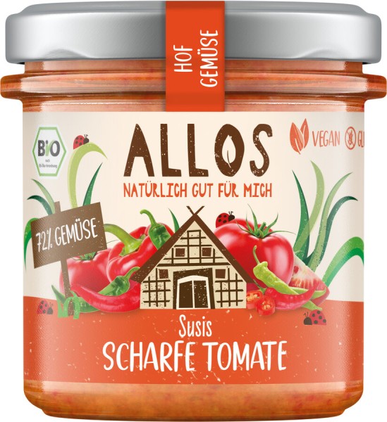 Allos Hof-Gemüse Susis scharfe Tomate, 135 gr Glas
