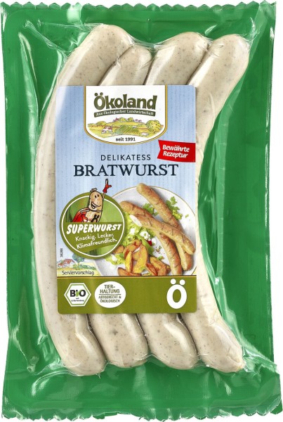 Ökoland Delikatess Bratwurst Superwurst, 180 g Packung