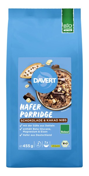 Davert Hafer Porridge Schokolade &amp; Kakao Nibs, 455
