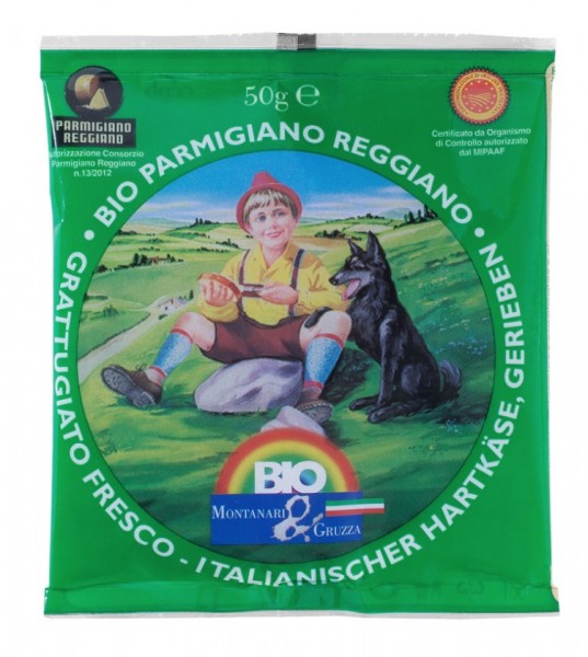 Bio Montanari &amp; Gruzza Parmigiano Reggiano D.O.P. gerieben, 50 g Beutel - laktosefrei - , mind. 32%