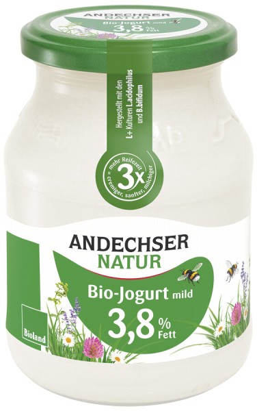 Andechser Natur Joghurt Natur mild, 500 g Glas