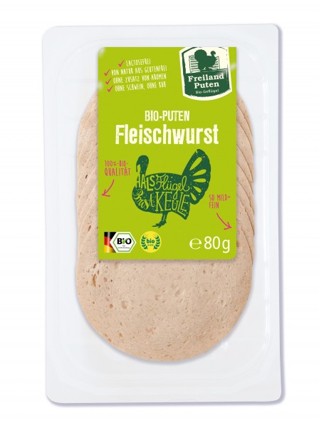Freiland Puten Bio Puten - Fleischwurst, 80 gr