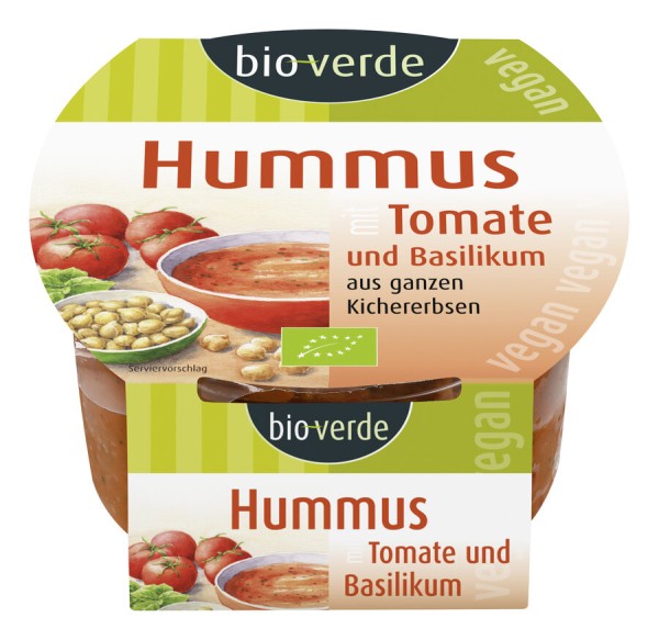 bio-verde Hummus Tomate Basilikum, 150 gr Becher