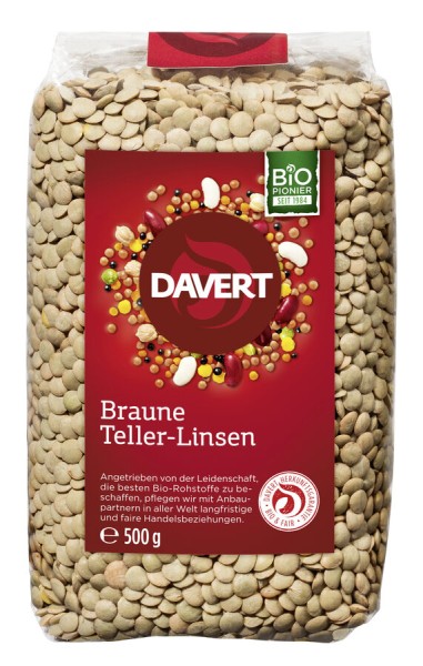 Davert Braune Teller-Linsen, 500 gr Packung