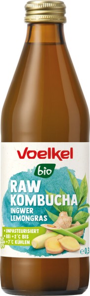 Voelkel RAW Kombucha Ingwer, 0,33 L Flasche