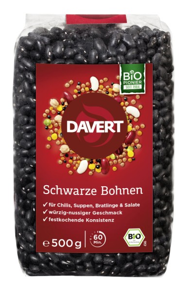 Davert Schwarze Bohnen, 500 gr Packung