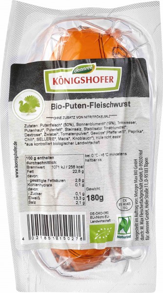 Puten-Fleischwurst, 180 gr Stück