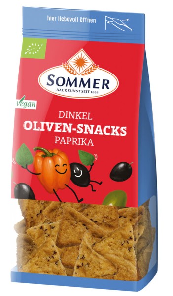 Sommer &amp; Co. Oliven-Snacks Paprika, 150 g Packung