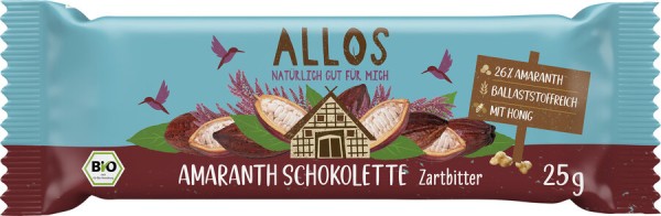 Allos Amaranth Schokolette-Zartbitterriegel, 25 gr