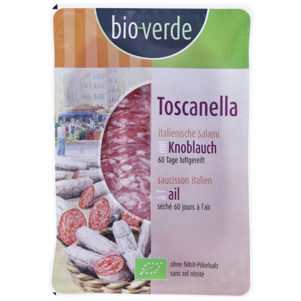 bio-verde Salami Toscanella Aufschnit, 80 gr Packu