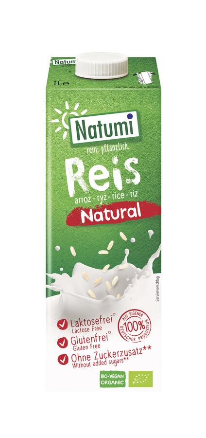 Mach deinen Alltag zum Genussmoment mit Natumi Reis-Drink natur, der perfekten pflanzlichen Milchalternative. Ohne zugesetzten Zucker, Cholesterin und Laktose, bringt dieser Drink Leichtigkeit in deine Ernährung. Ob als kühle Erfrischung, gemixt in deinem Lieblings-Smoothie, als cremige Basis für dein Müsli oder als vielseitige Zutat beim Kochen und Backen – dieser Reis-Drink ist ein echtes Multitalent. Ideal für alle, die auf der Suche nach einer geschmackvollen, pflanzlichen Option sind, die sowohl pur als auch in kulinarischen Kreationen überzeugt.