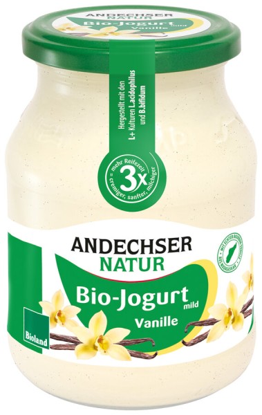 MHD 28.04.2024 Andechser Natur Jogurt mild Vanille, 500 gr Glas g