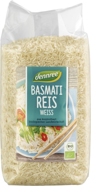 dennree Basmati-Reis weiß, Pakistan, 1 kg Packung