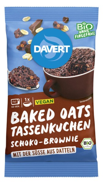 Davert Baked Oats Tassenkuchen Schoko-Brownie, 71 g Packung Schoko-Brownie