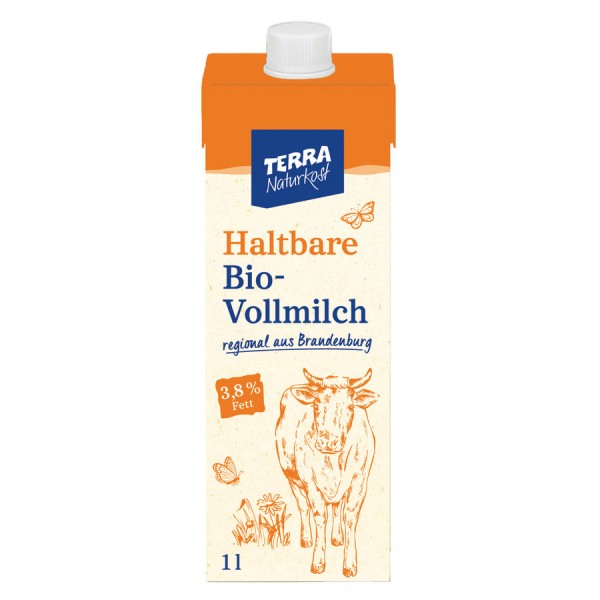 TERRA H-Milch Vollmilch, Karton 3,8% 1Ltr