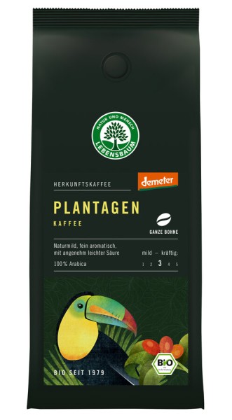 Lebensb Plantagenkaffee, ganze Bohne, 250 gr Pack