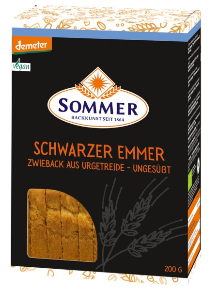 Sommer &amp; Co. Schwarzer Emmer Zwieback, demeter ung