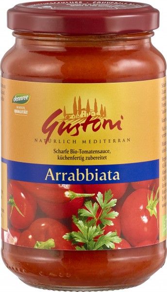 Gustoni Arrabbiata, scharfe Tomatensauce, 350 gr Glas