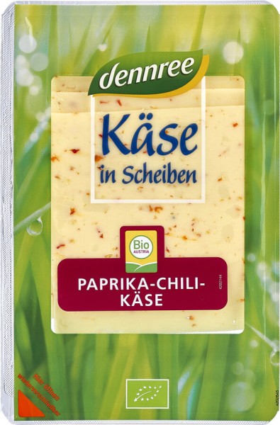 dennree Paprika-Chili-Käse in Scheiben, 125 g Pack