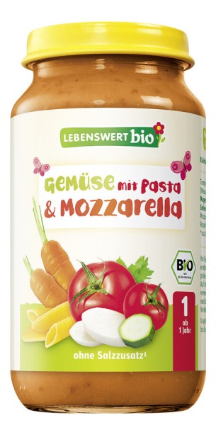 Lebenswert bio Gemüse mit Pasta &amp; Mozzarella, 250