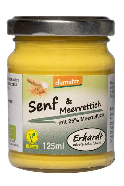 Erhardt Senf &amp; Meerrettich, demeter, 125 gr Glas