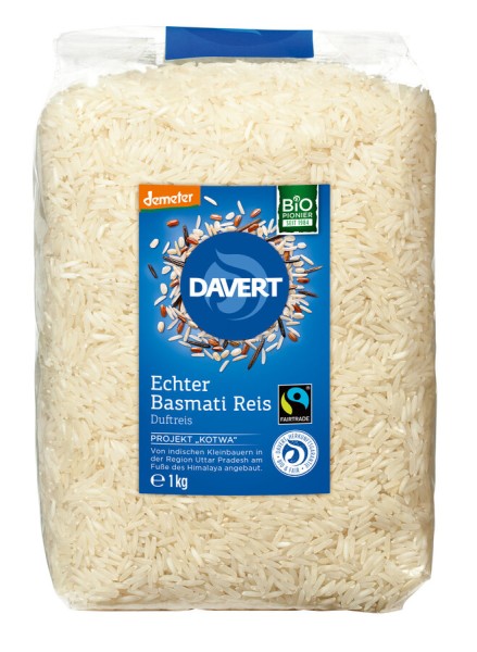 Davert Echter Basmati Reis, weiß 1 kg Packung