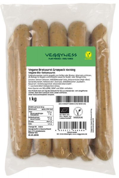 &gt; Vegane Bratwurst 10St. 1kg