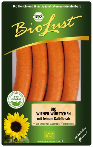BioLust Bio Wiener mit Kalbfleisch, 200 gr Packung 4 Stück