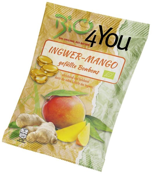 Bio4you Ingwer-Mango Bonbons, 75 g Packung