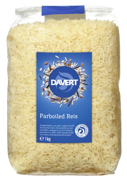 Davert Parboiled Reis, lang, weiß, 1 kg Packung