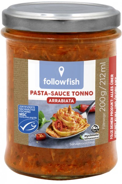followfish Tonno per pasta Arrabiata, 200 gr Glas