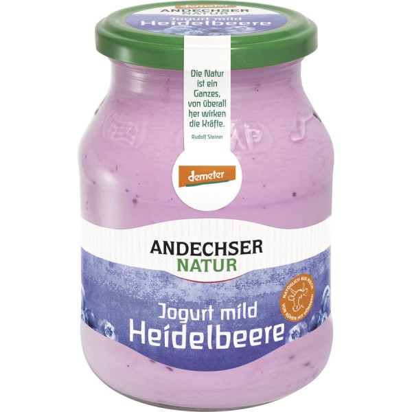 Andechser Natur Jogurt mild Heidelbeere, 500 gr Gl